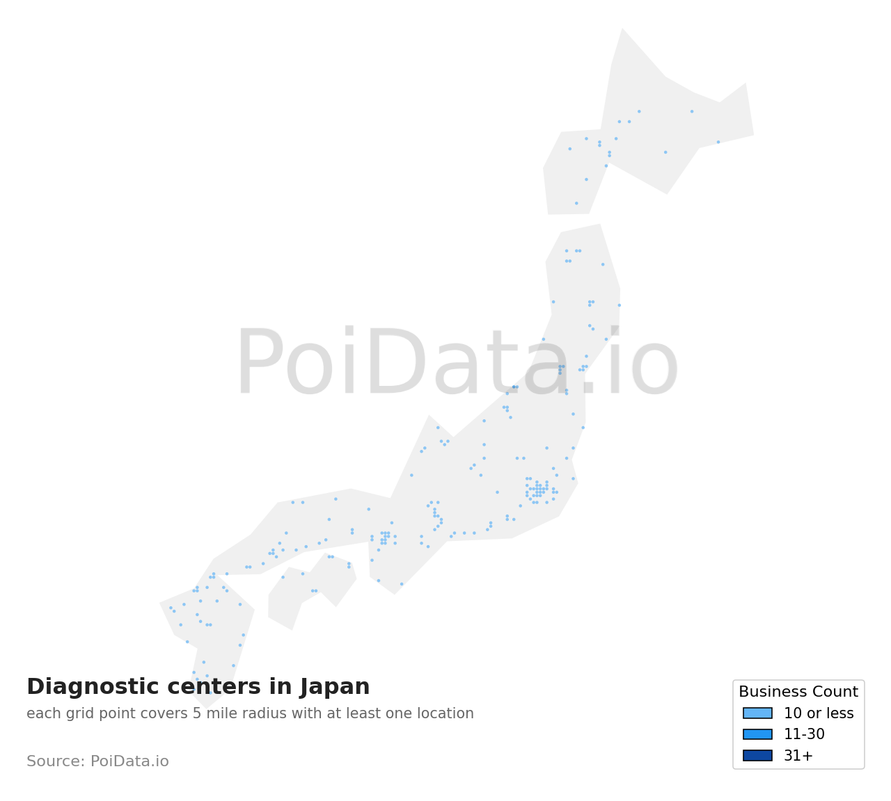 Diagnostic center density map for Japan