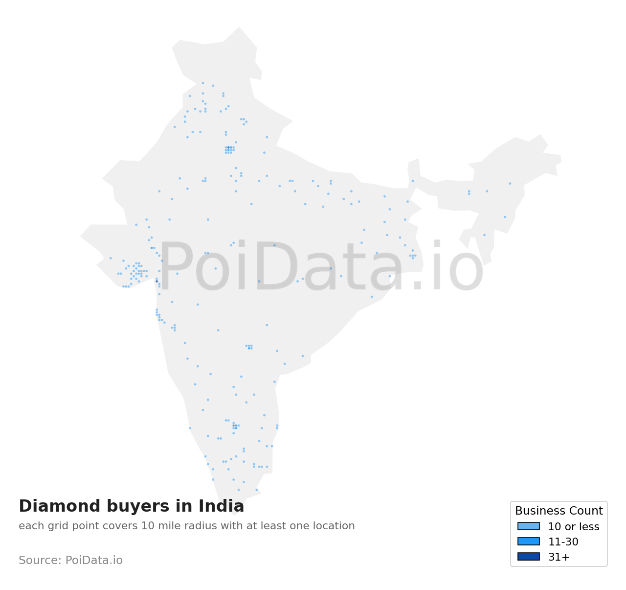Diamond buyer density map for India