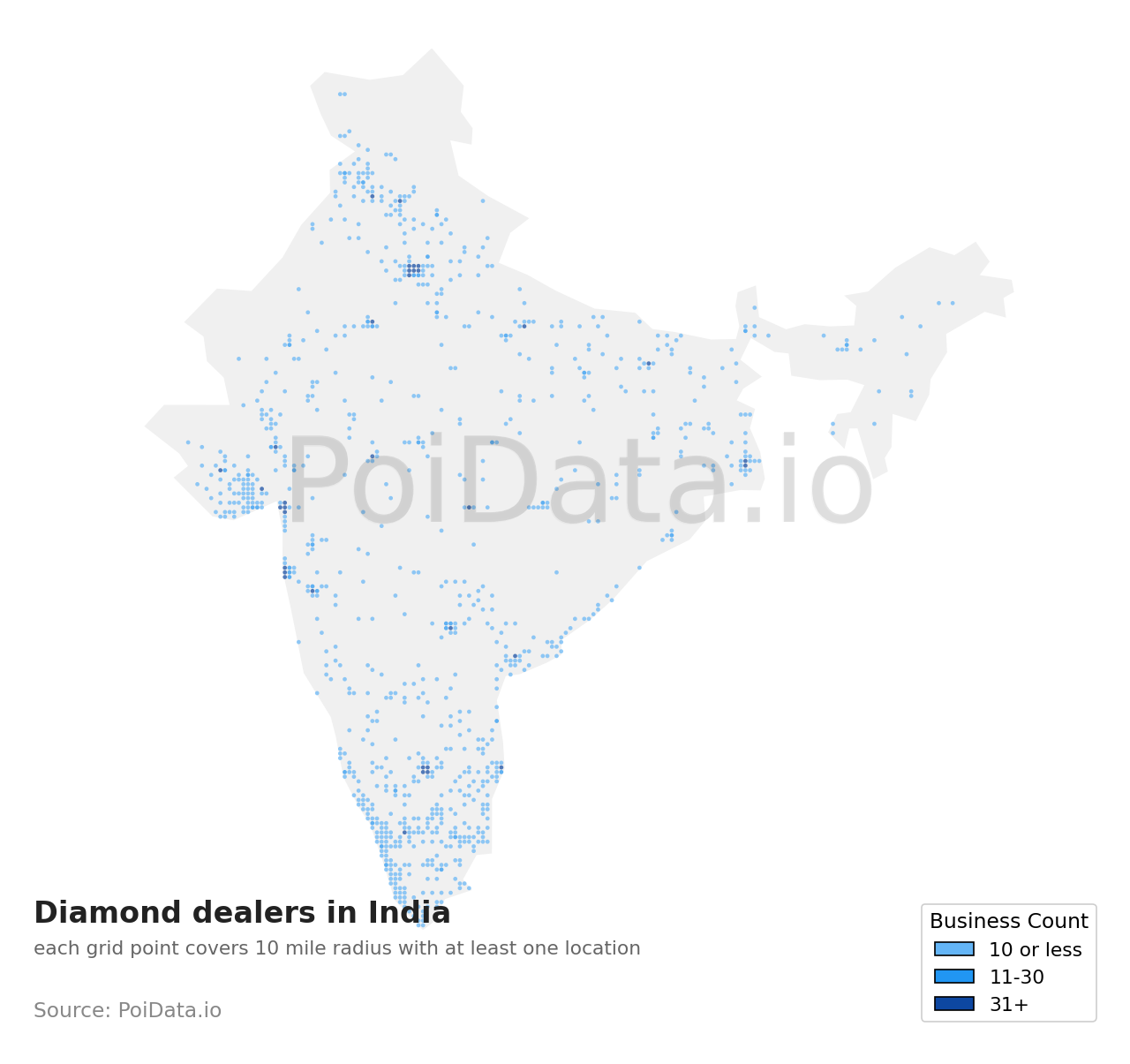 Diamond dealer density map for India