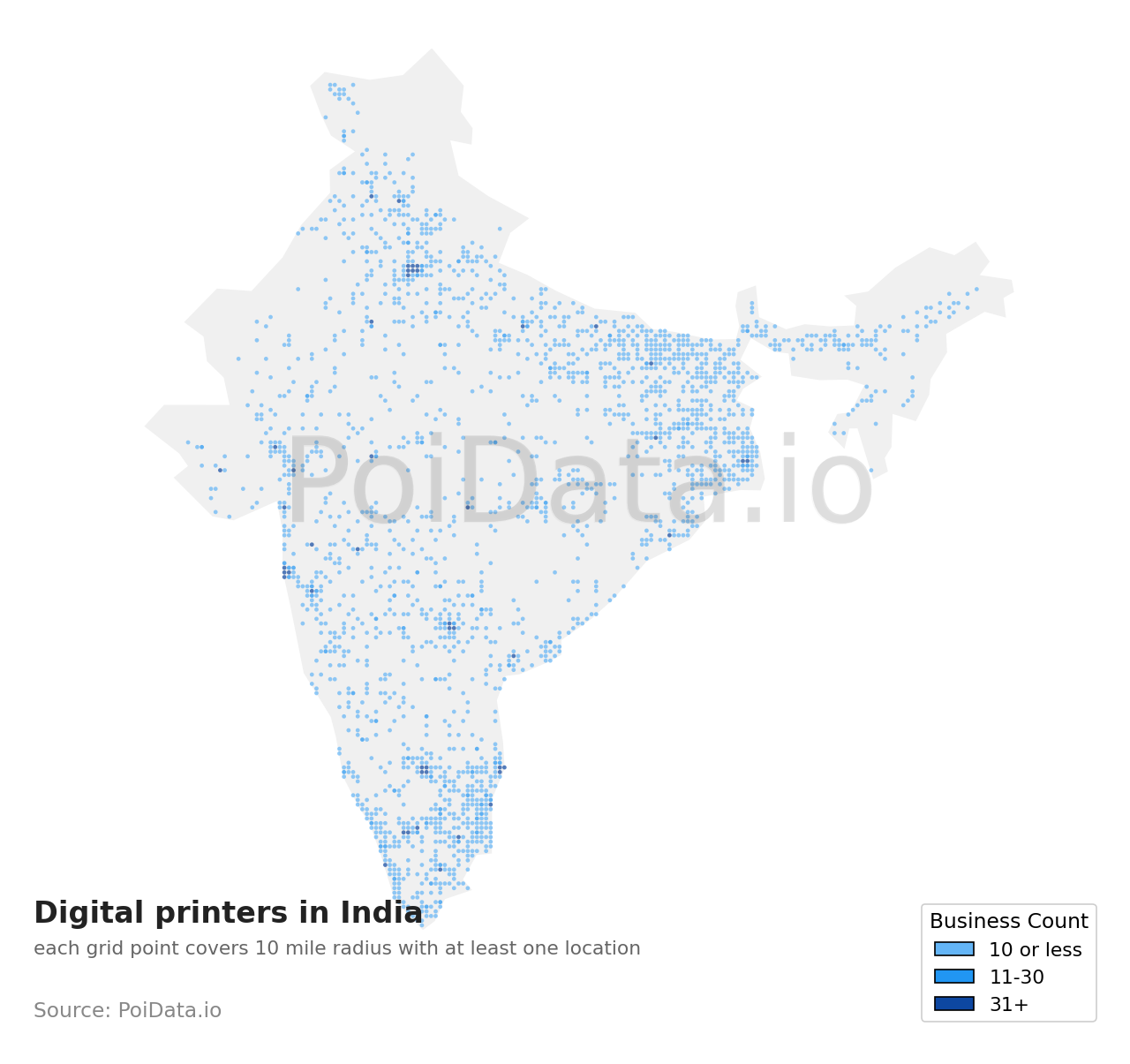 Digital printer density map for India