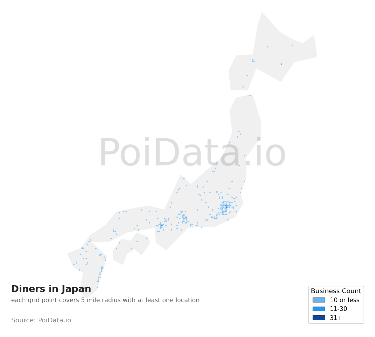 Diner density map for Japan