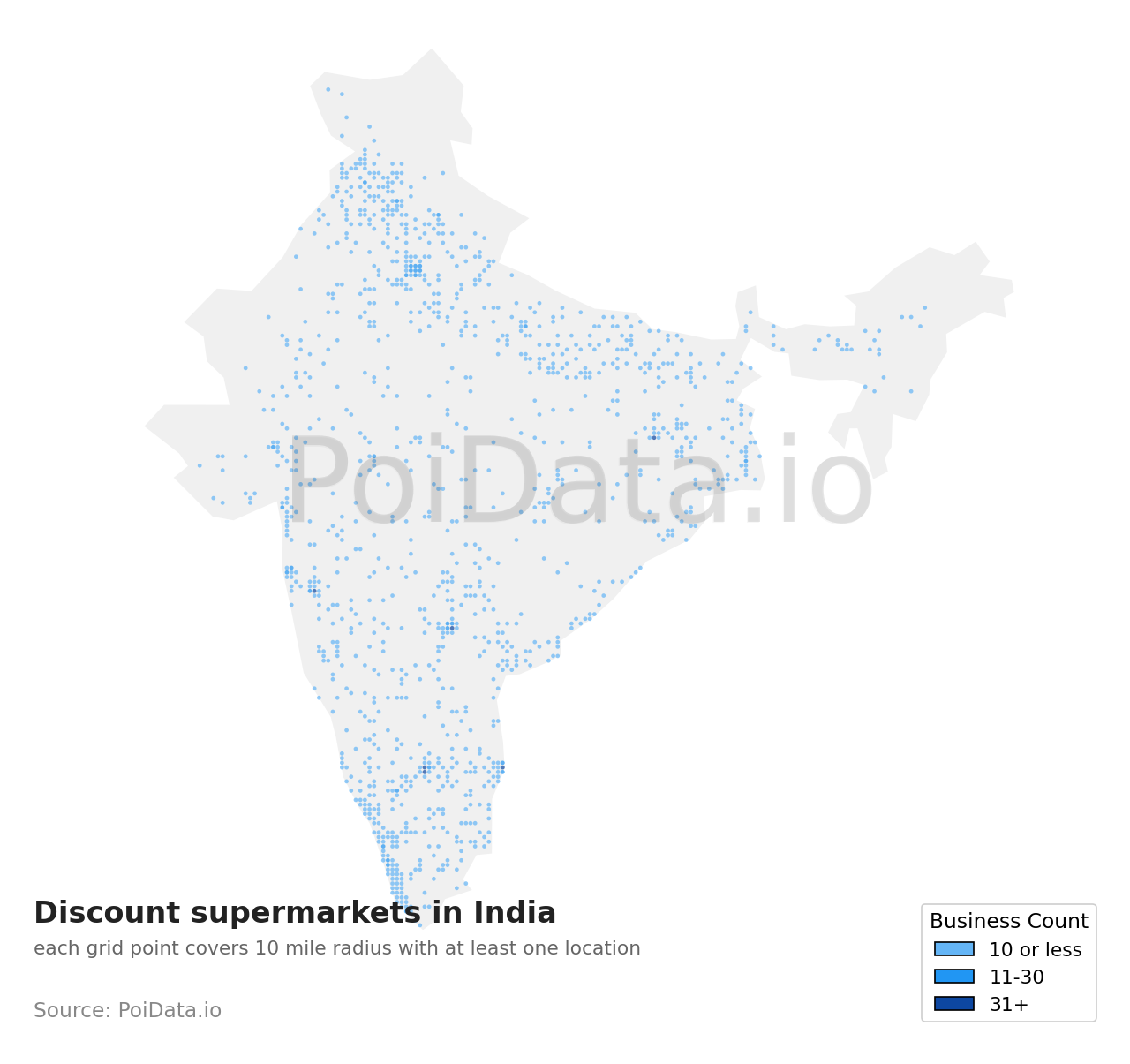 Discount supermarket density map for India