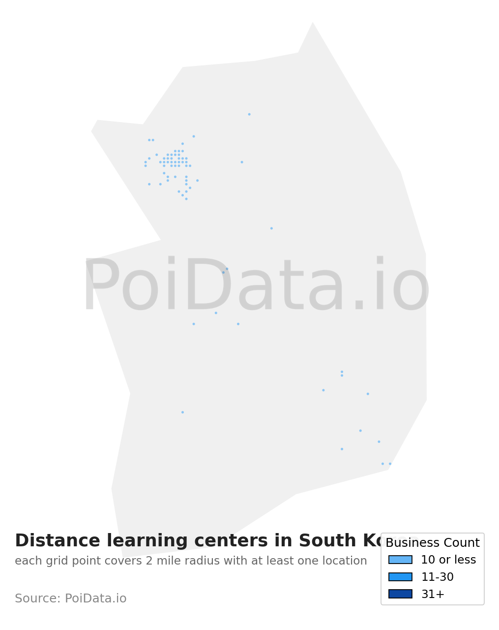 Distance learning center density map for South Korea