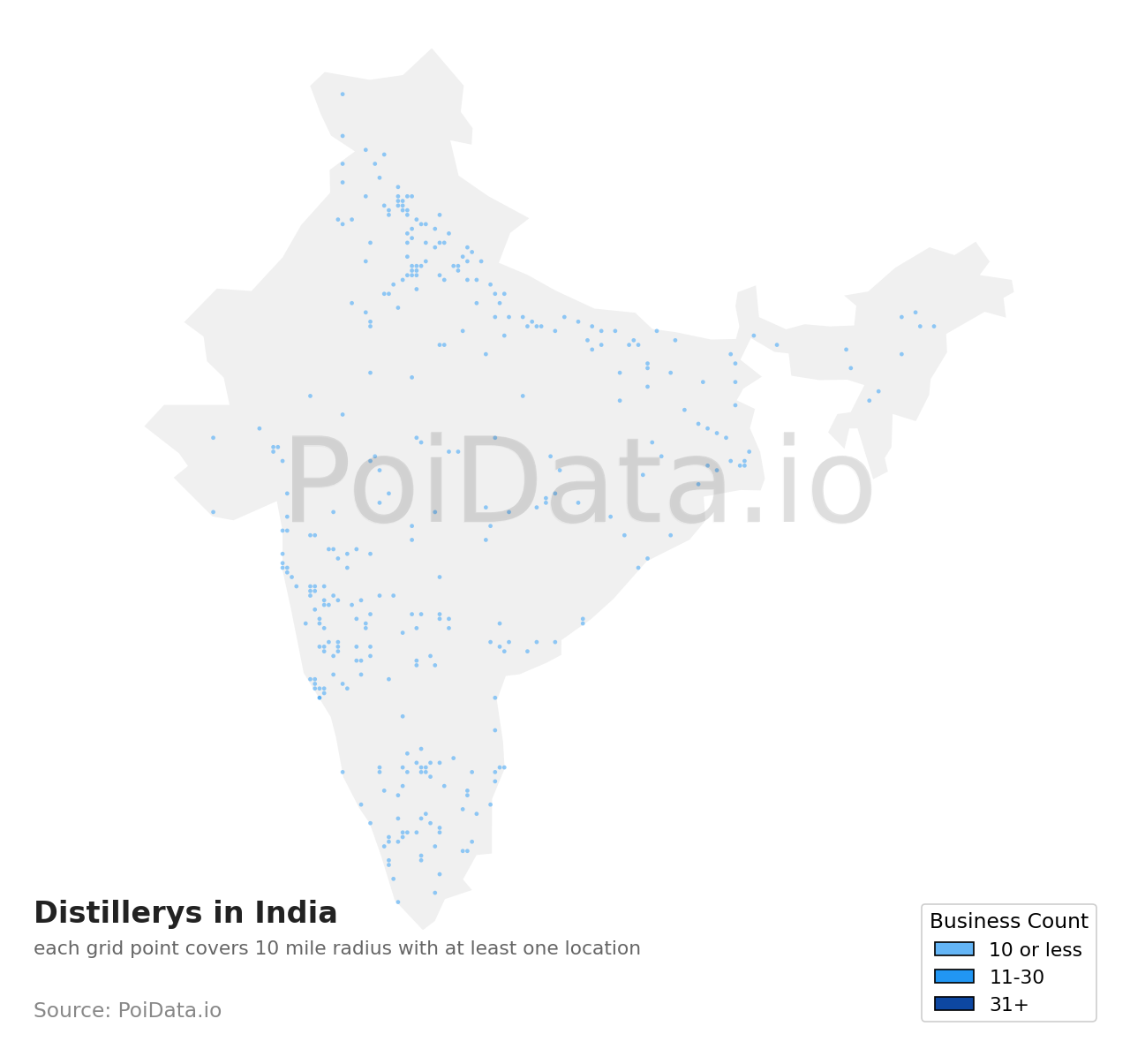 Distillery density map for India