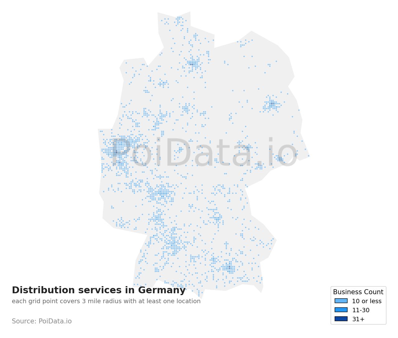 Distribution service density map for Germany