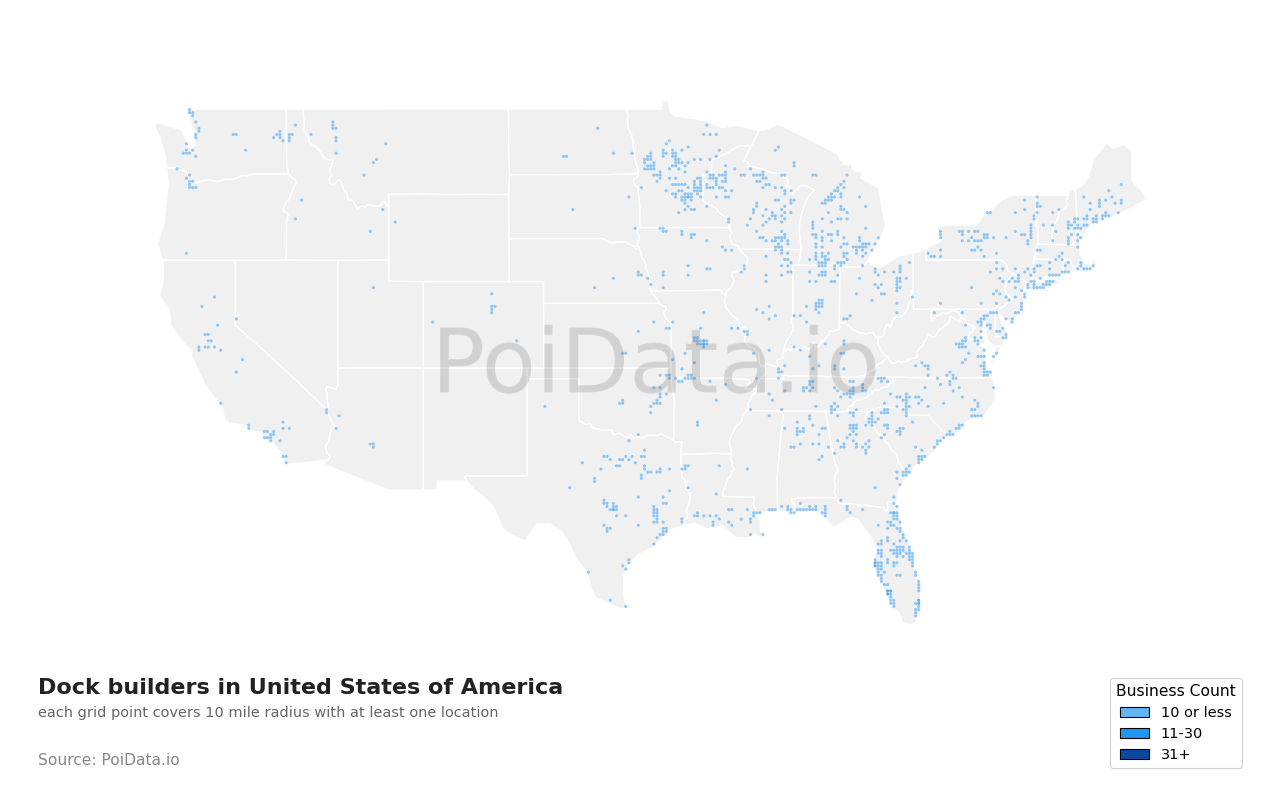 Dock builder density map for Florida, United States