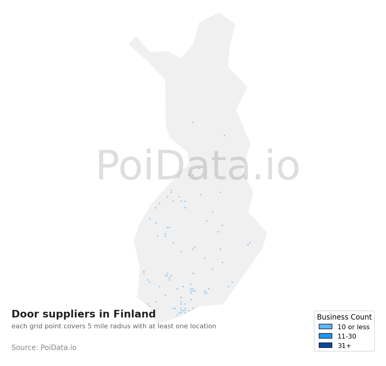 Door supplier density map for Finland