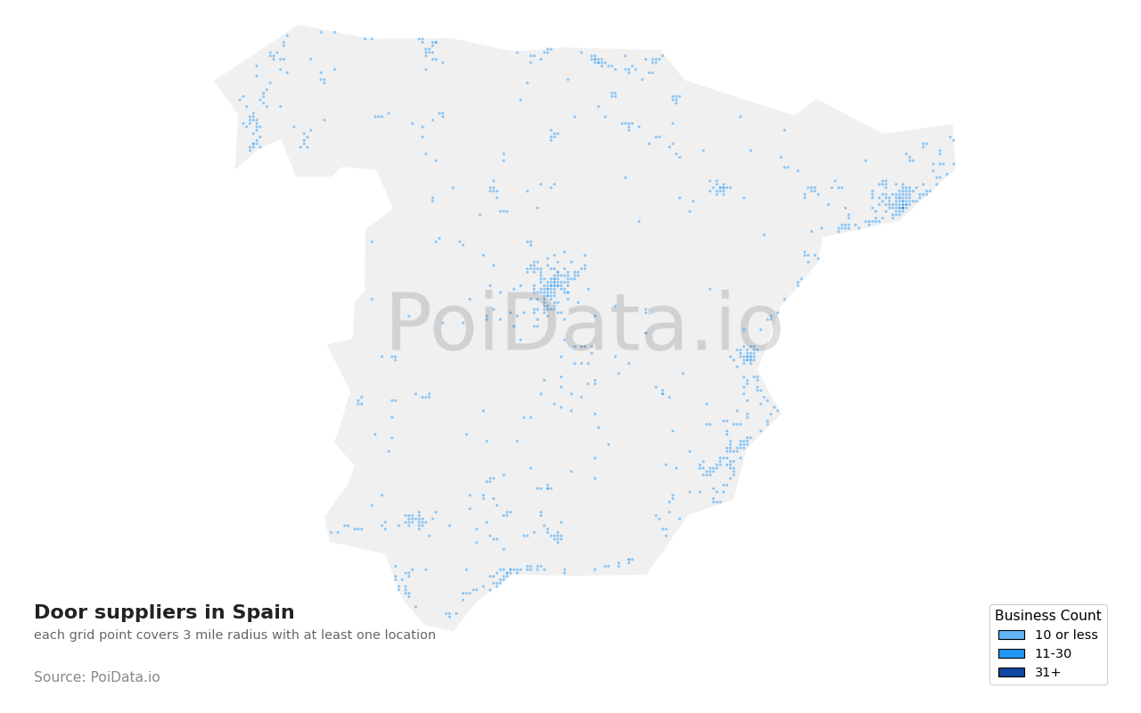 Door supplier density map for Spain