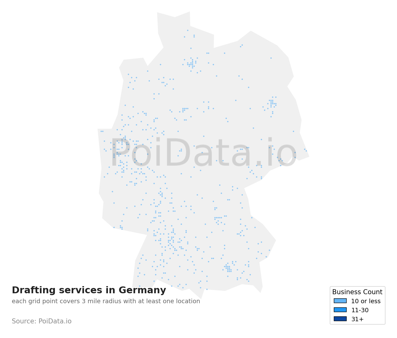 Drafting service density map for Germany