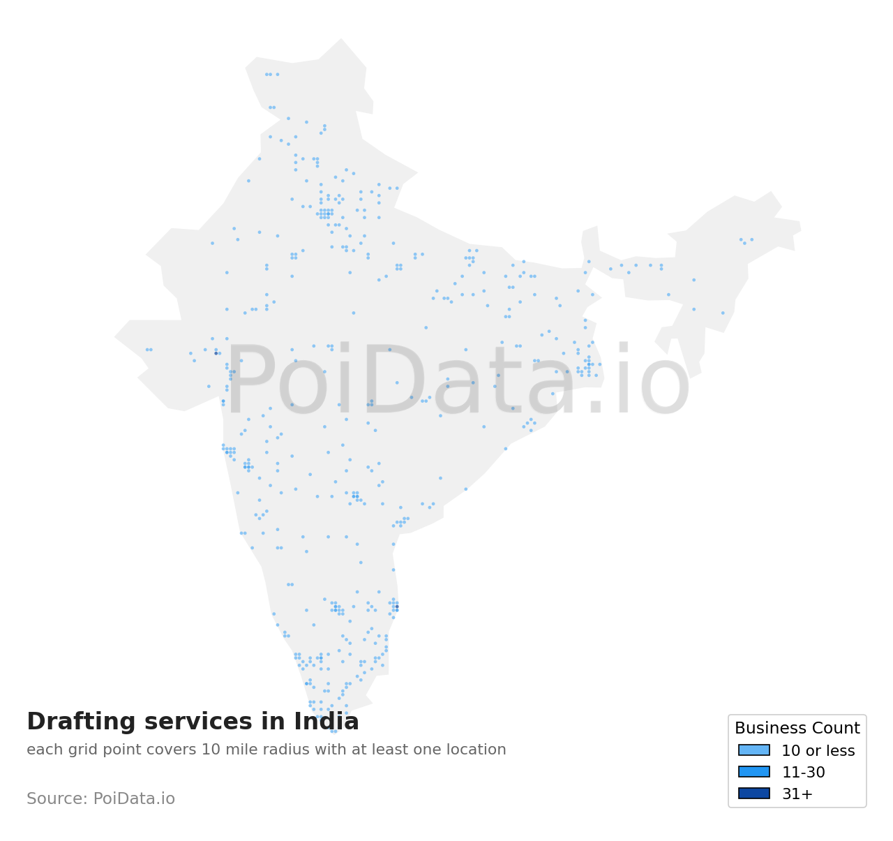 Drafting service density map for India