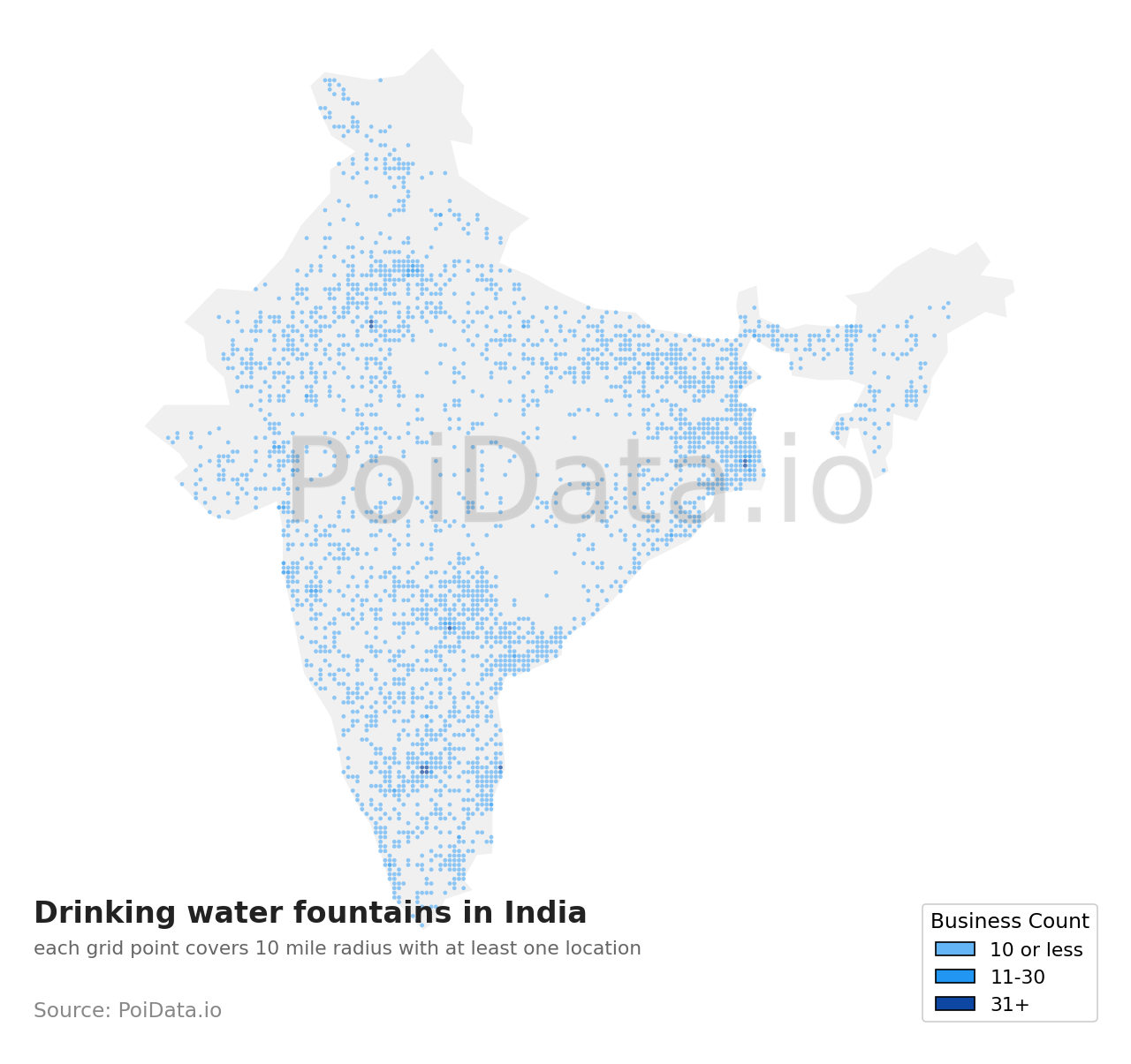 Drinking water fountain density map for India