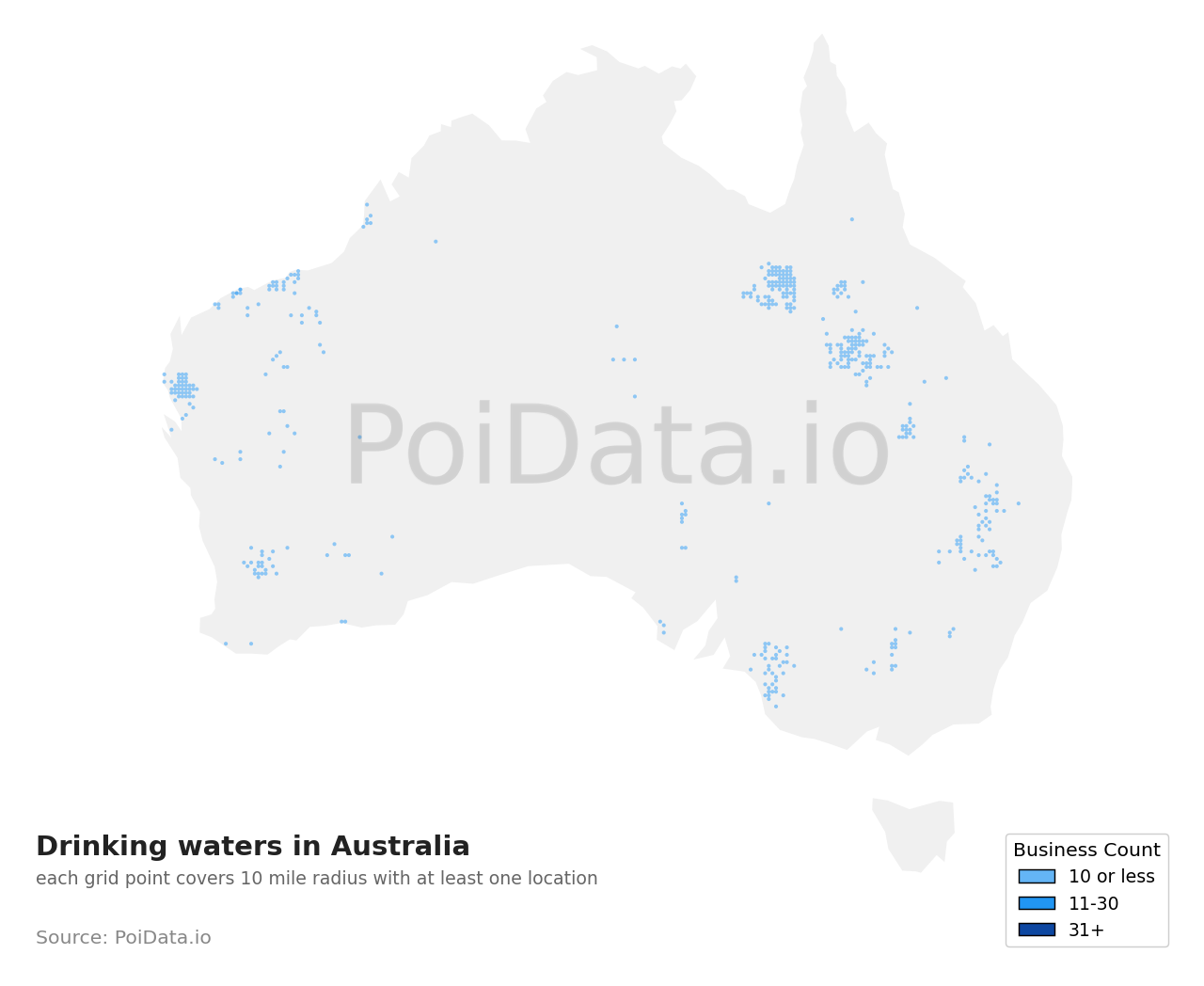 Drinking water density map for Australia