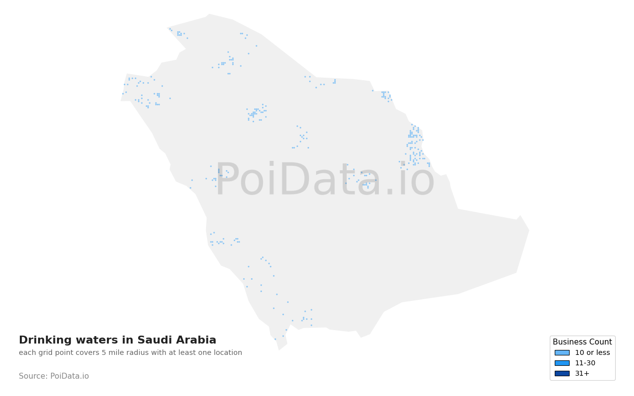 Drinking water density map for Saudi Arabia