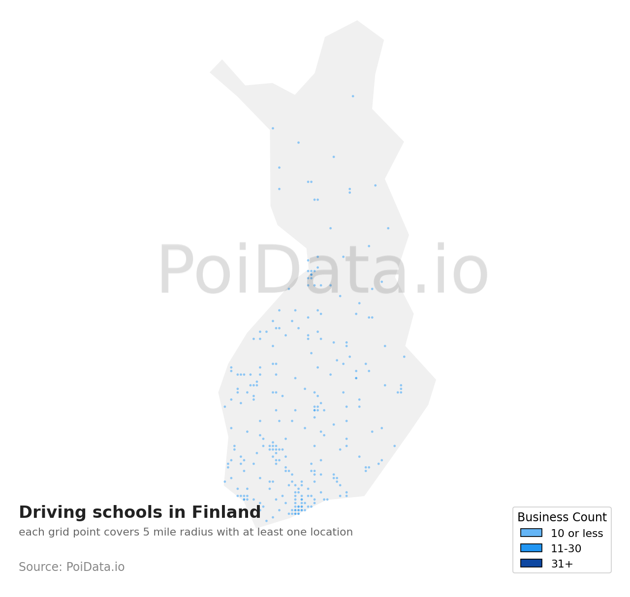 Driving school density map for Finland