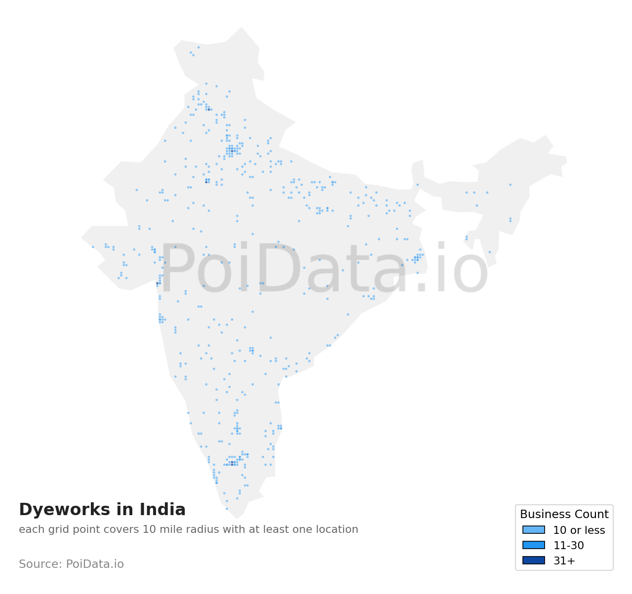Dyeworks density map for India