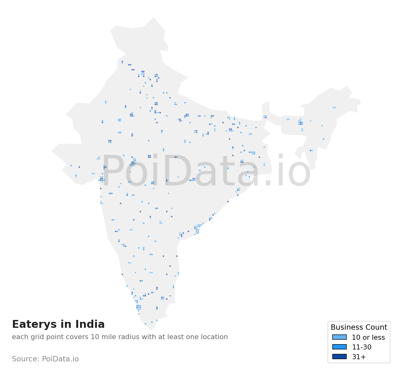 Eatery density map for India