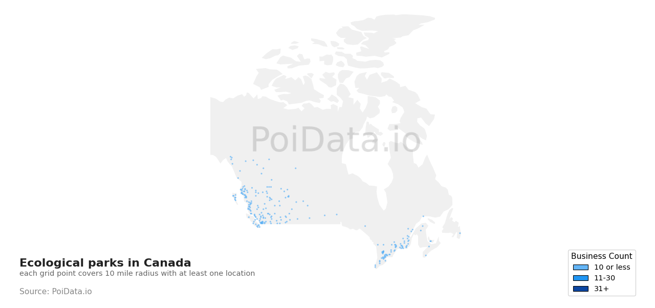 Ecological park density map for British Columbia, Canada