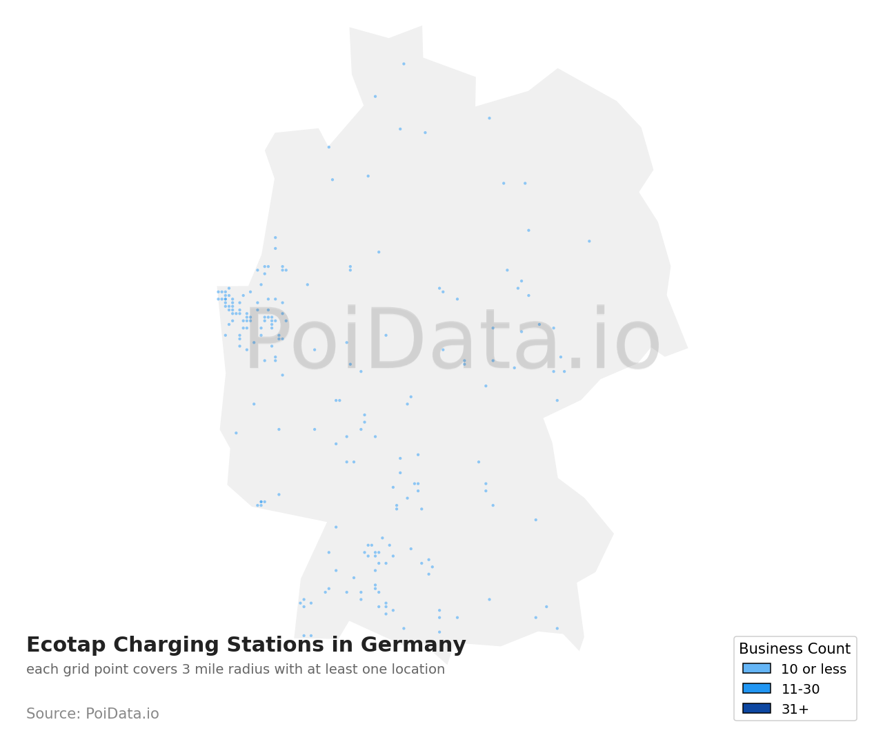 Ecotap Charging Station density map for Germany