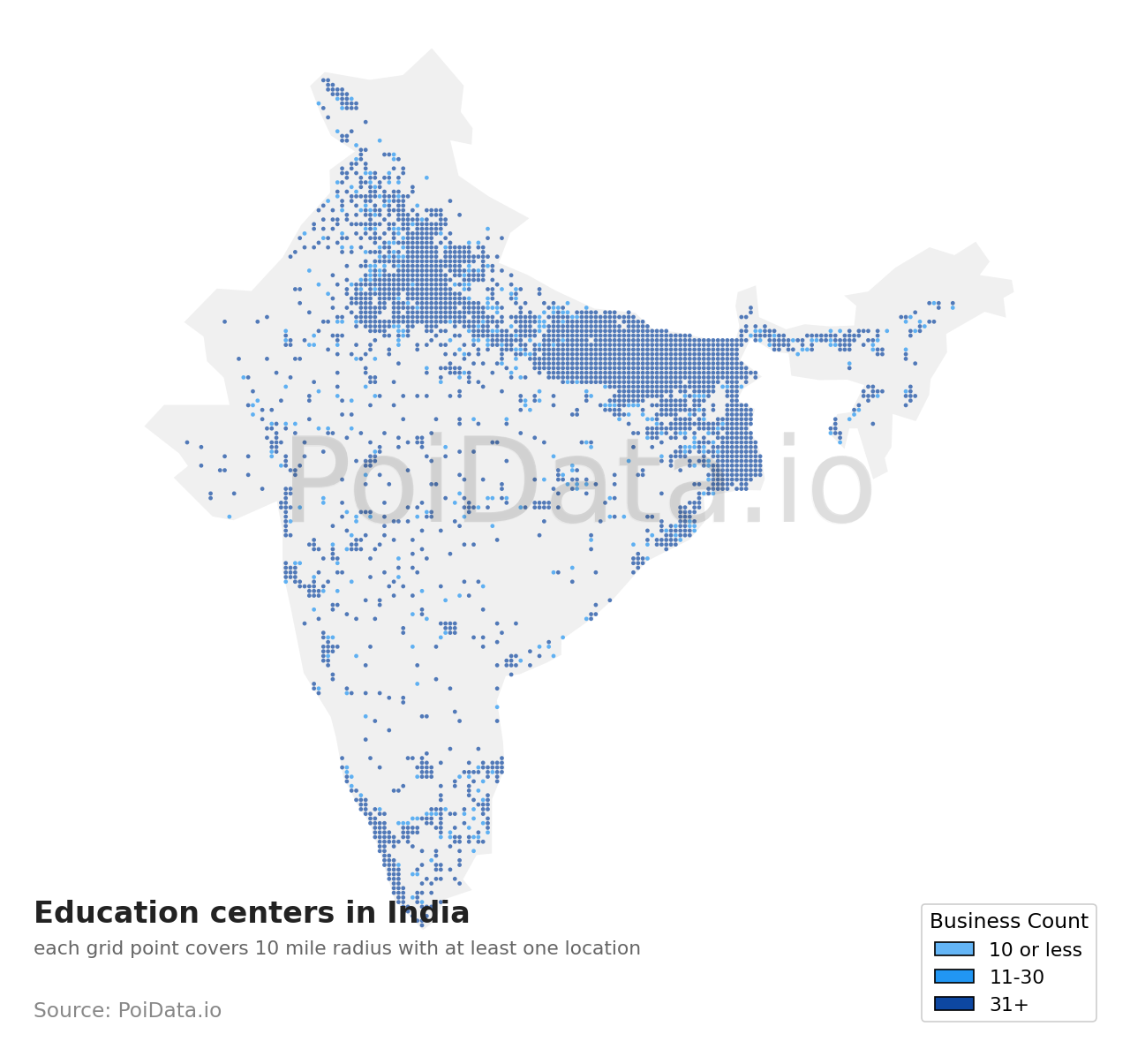 Education center density map for India