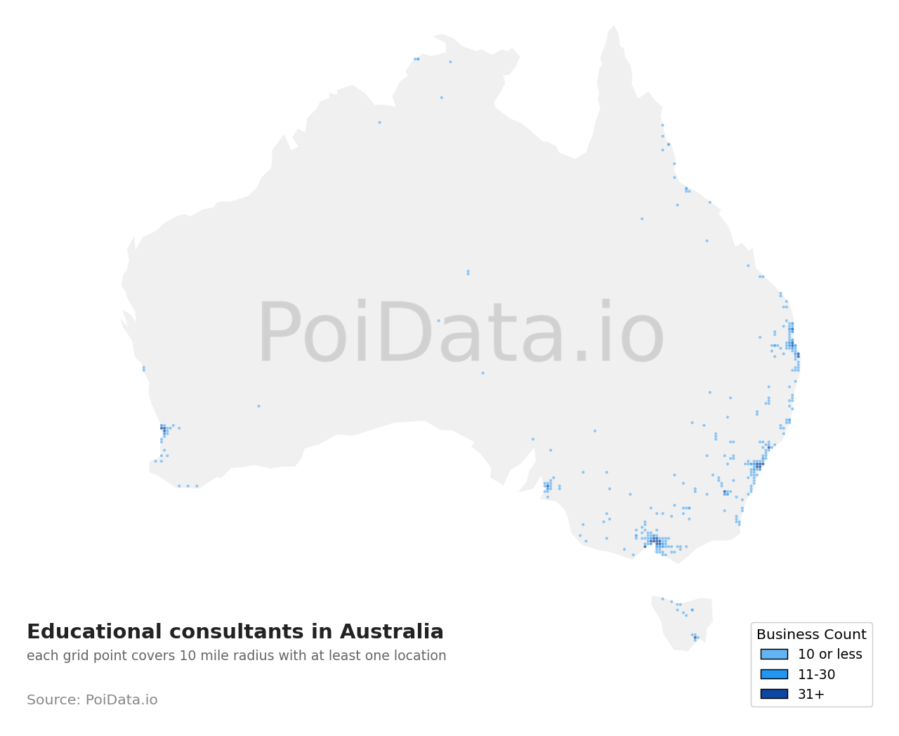 Educational consultant density map for New South Wales, Australia