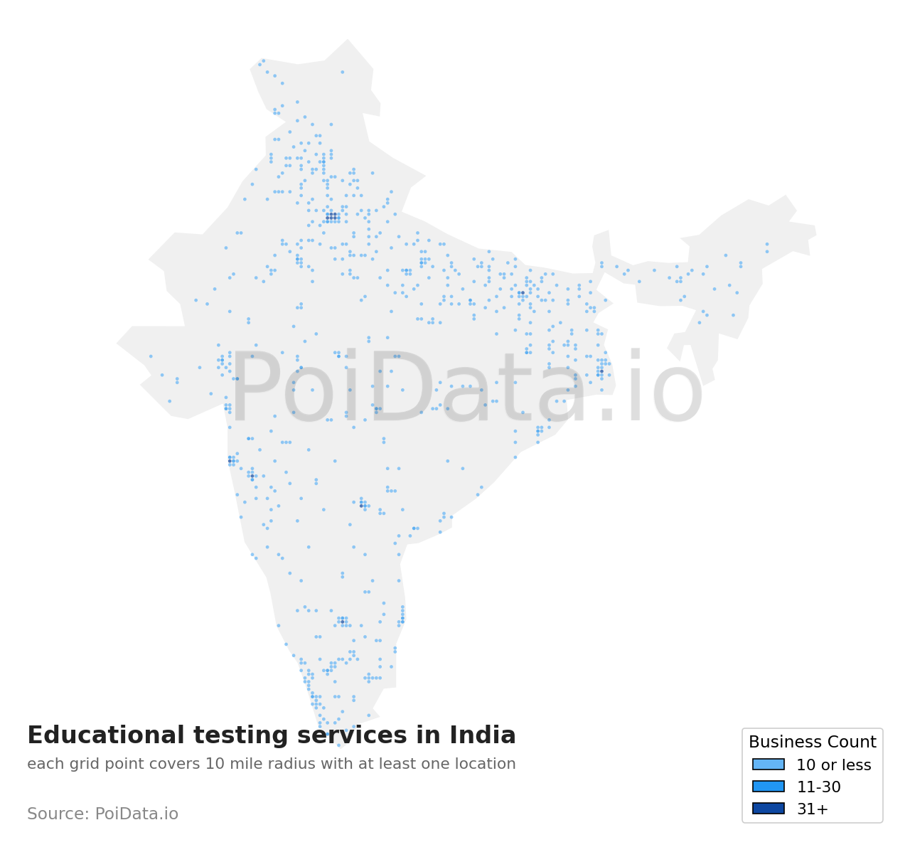 Educational testing service density map for India
