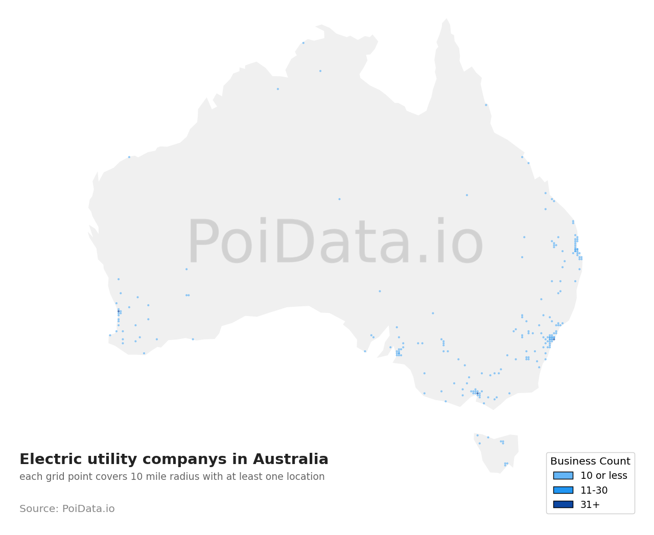 Electric utility company density map for NSW, Australia