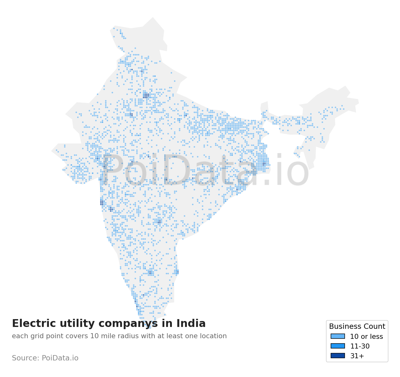 Electric utility company density map for India