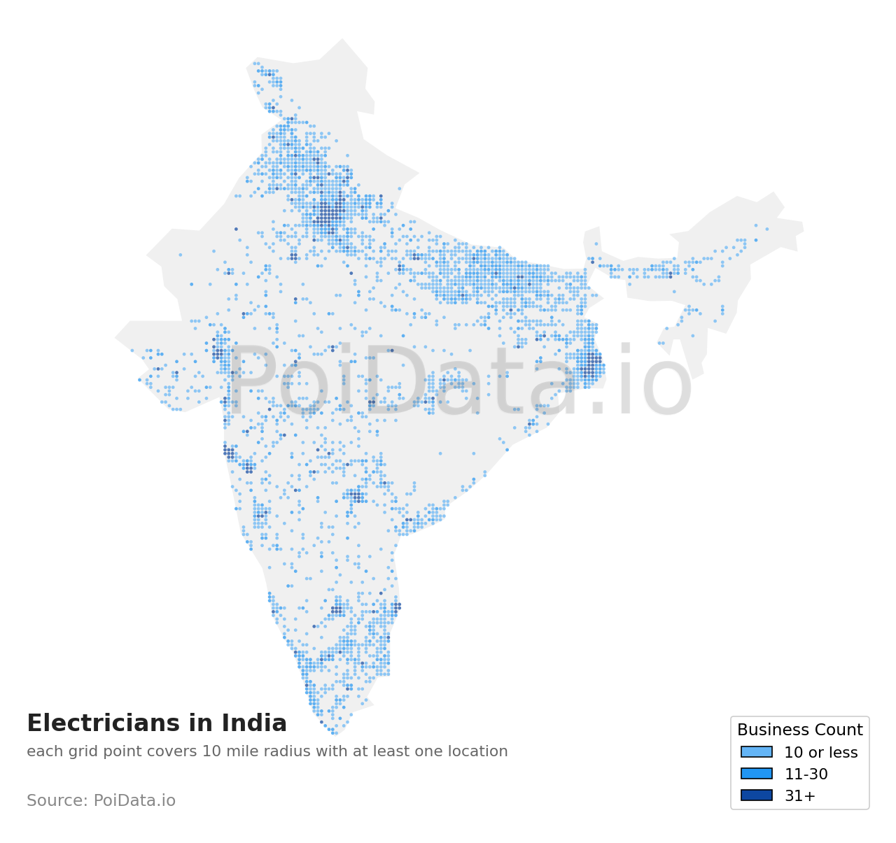 Electrician density map for India