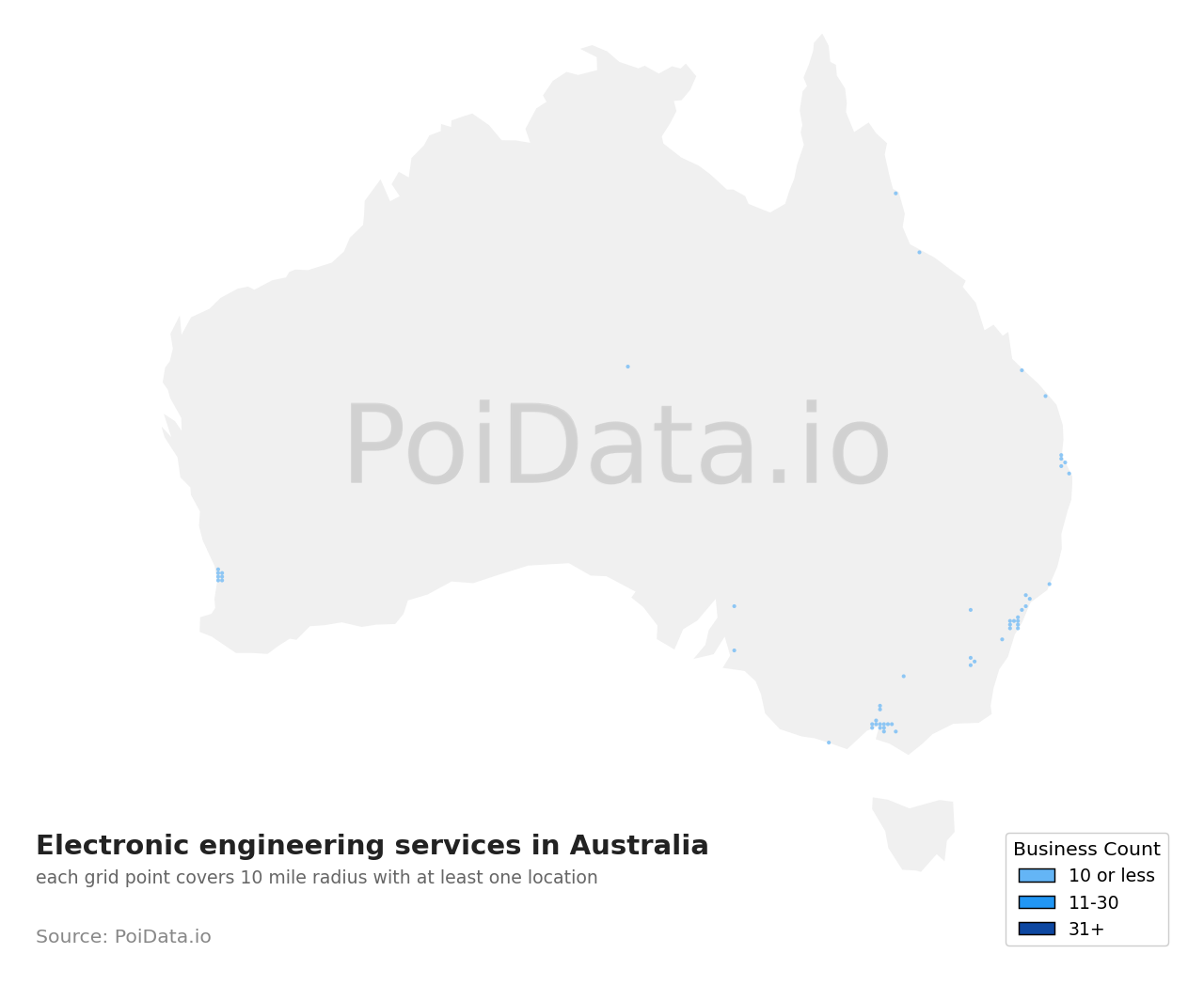 Electronic engineering service density map for Australia