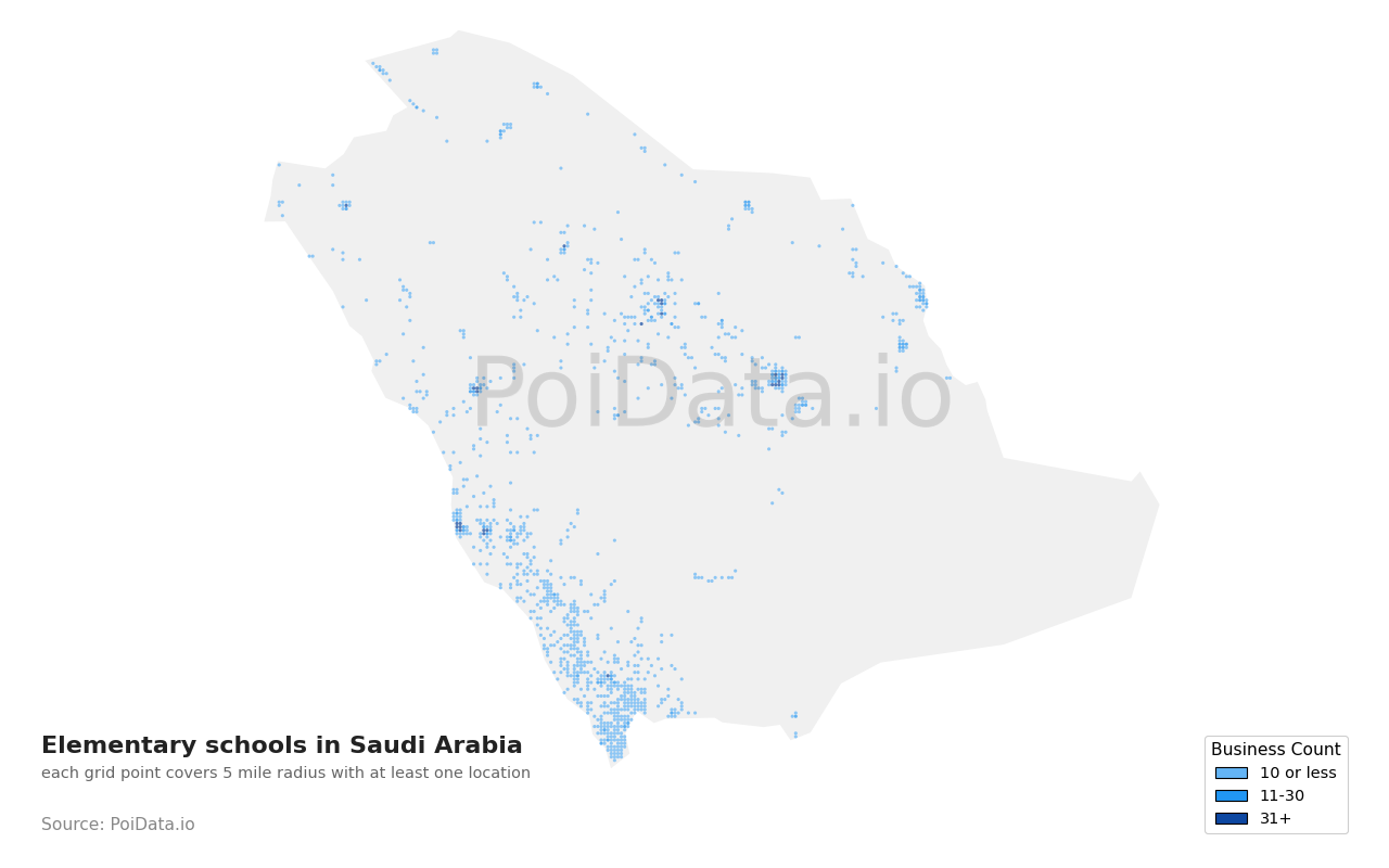 Elementary school density map for Saudi Arabia