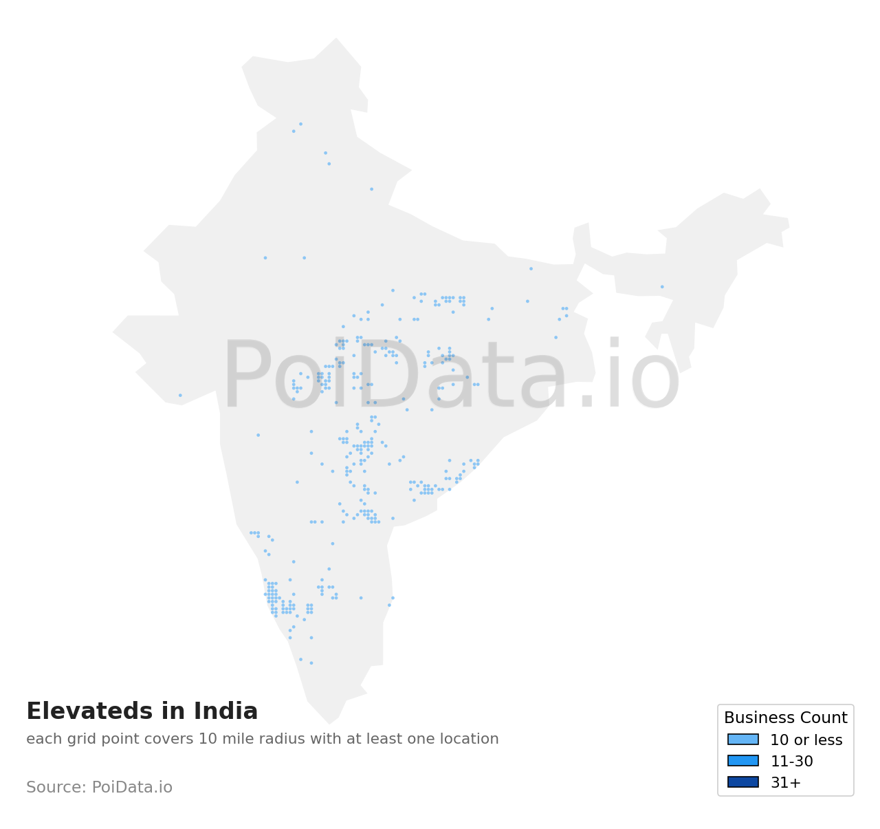Elevated density map for India