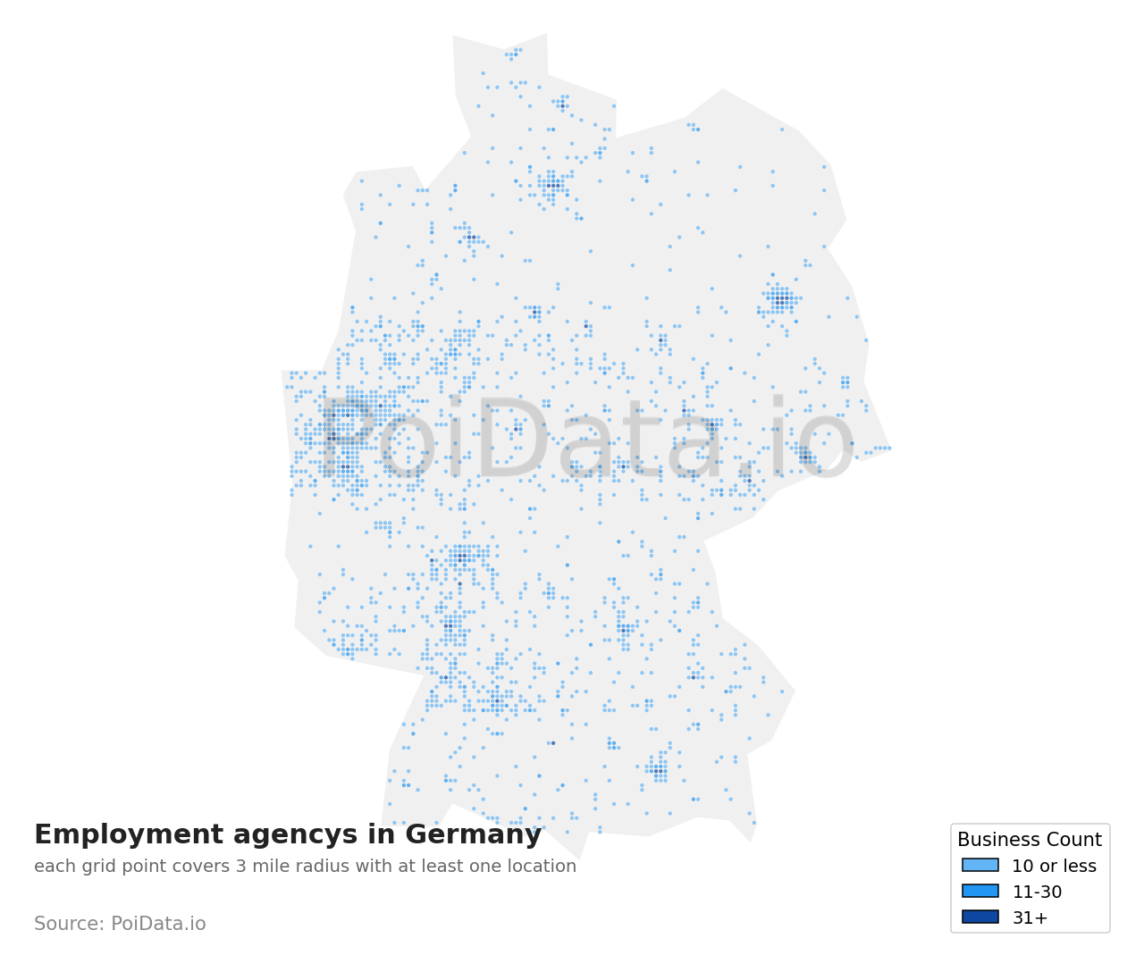 Employment agency density map for Germany