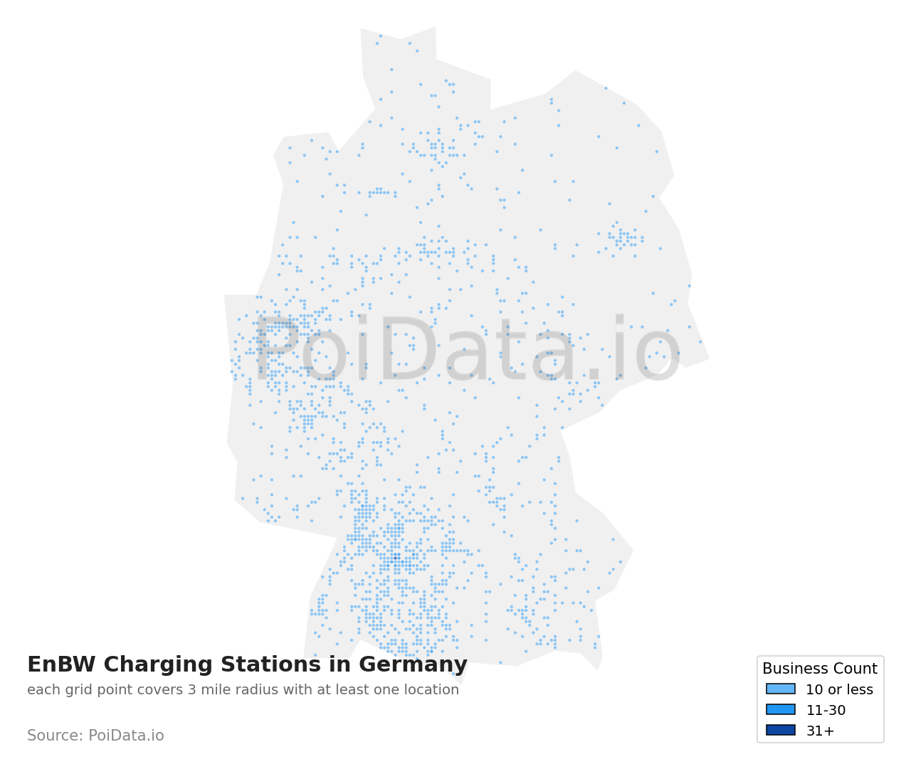 EnBW Charging Station density map for Germany