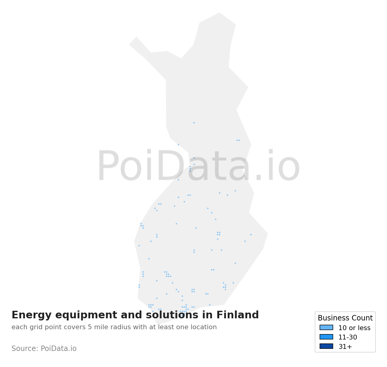 Energy equipment and solutions density map for Finland
