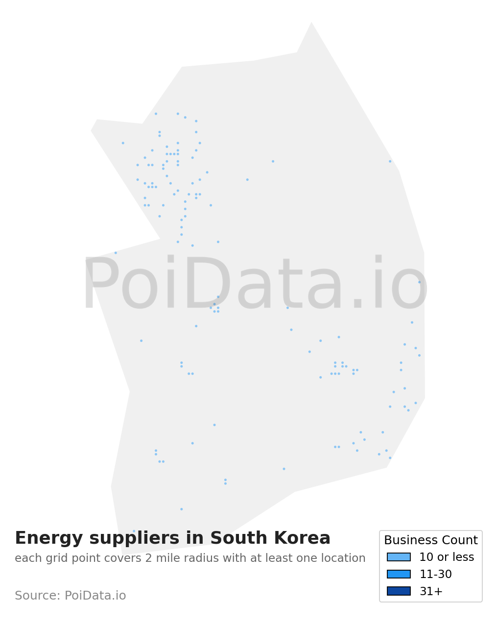 Energy supplier density map for South Korea