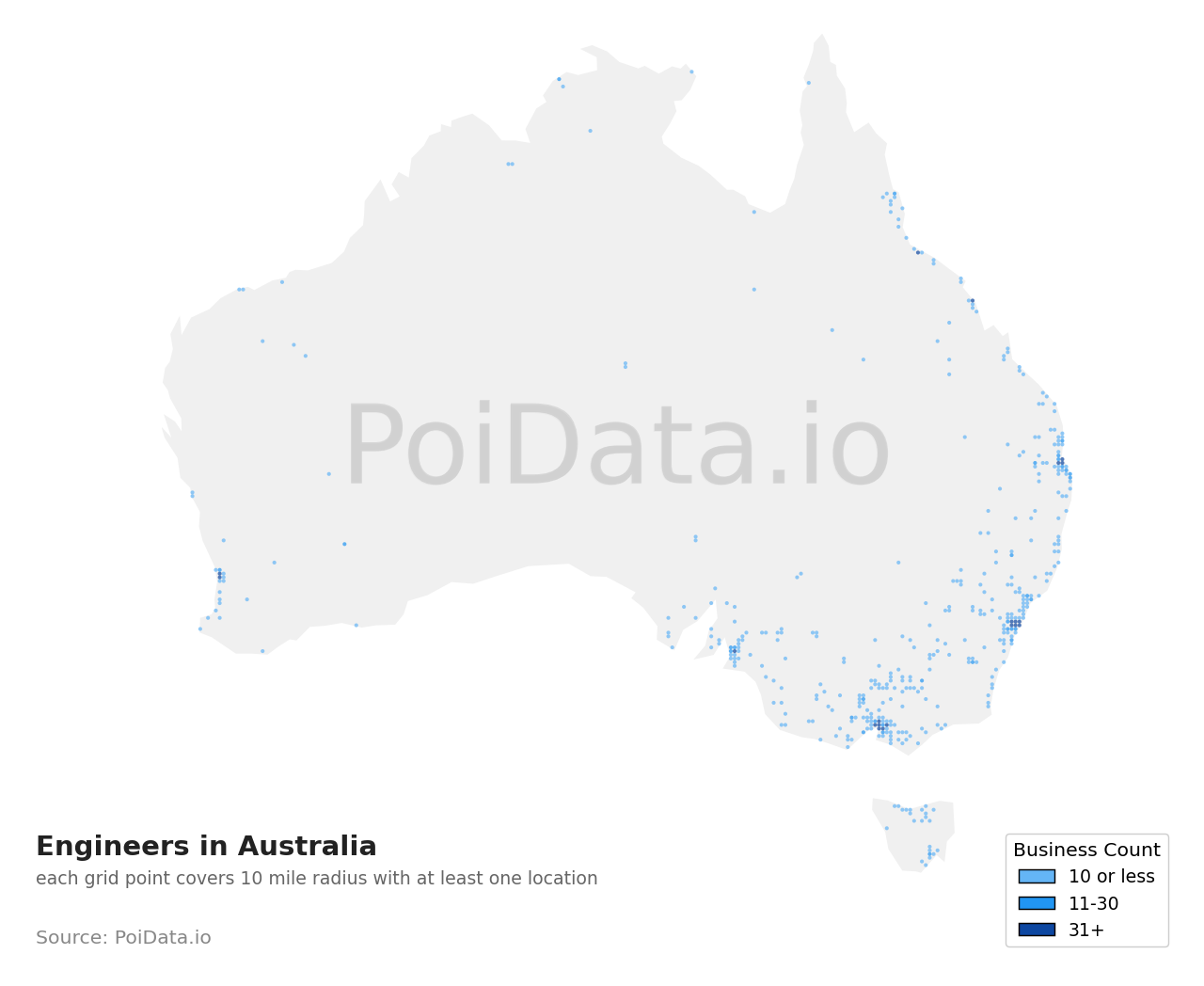 Engineer density map for ACT, Australia