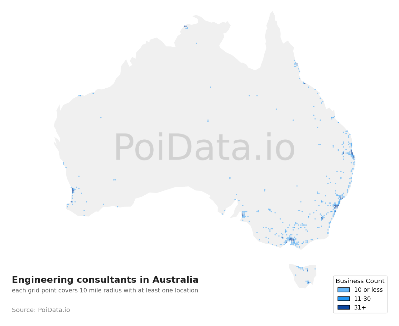 Engineering consultant density map for ACT, Australia