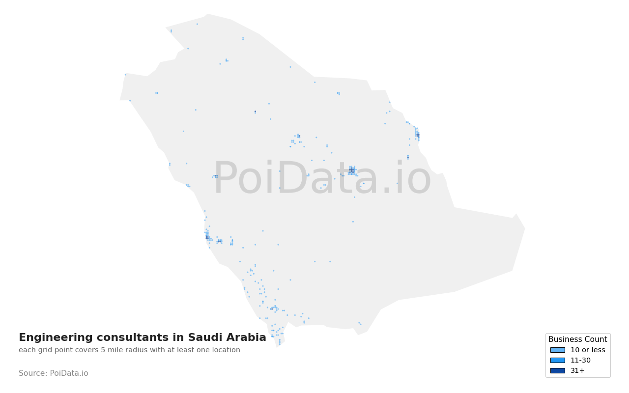 Engineering consultant density map for Saudi Arabia