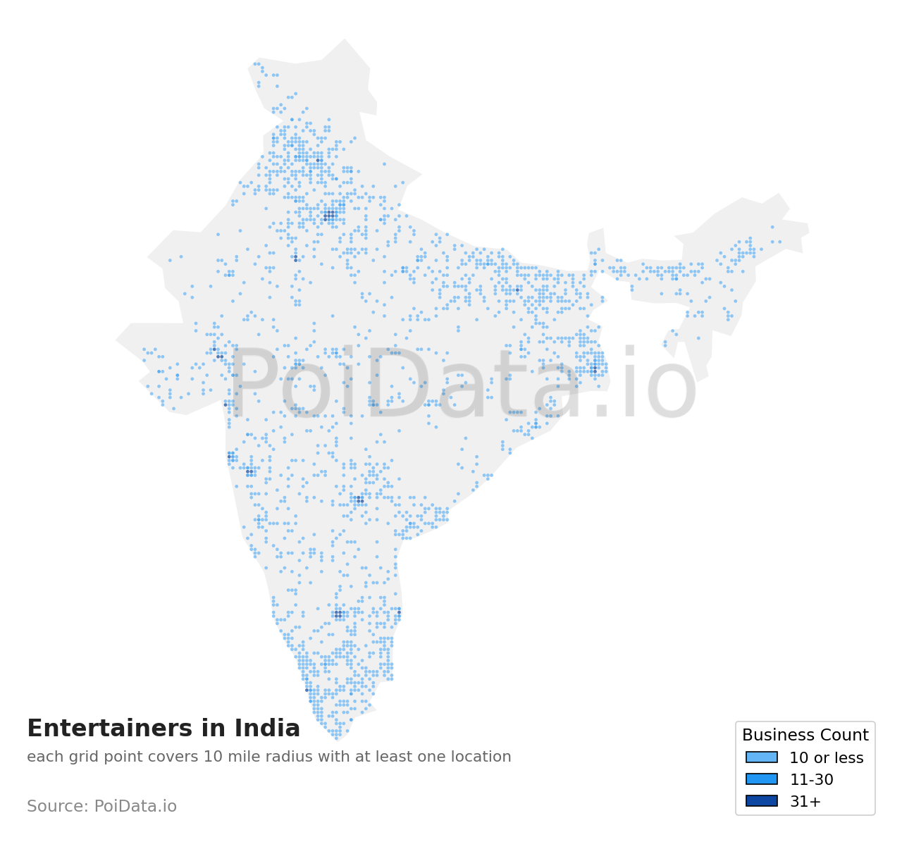Entertainer density map for India