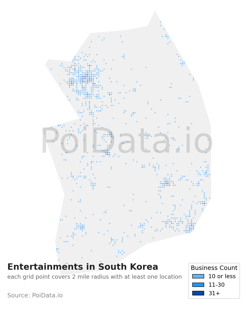 Entertainment density map for South Korea