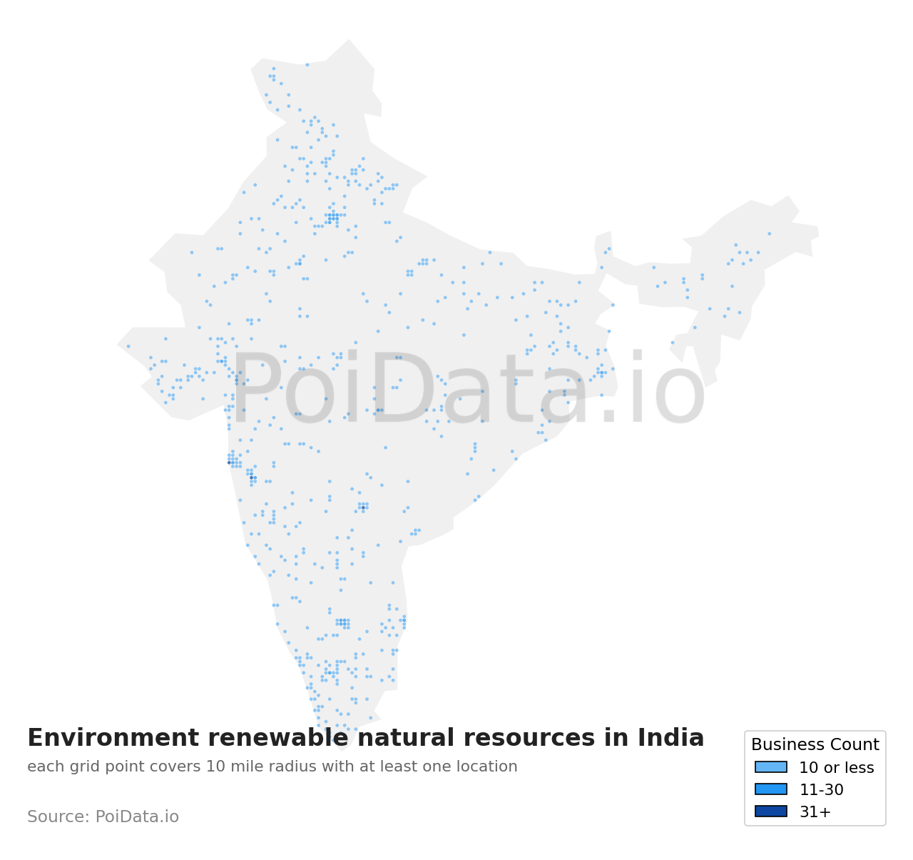 Environment renewable natural resources density map for India