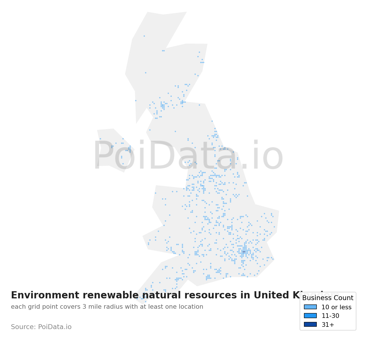 Environment renewable natural resources density map for United Kingdom