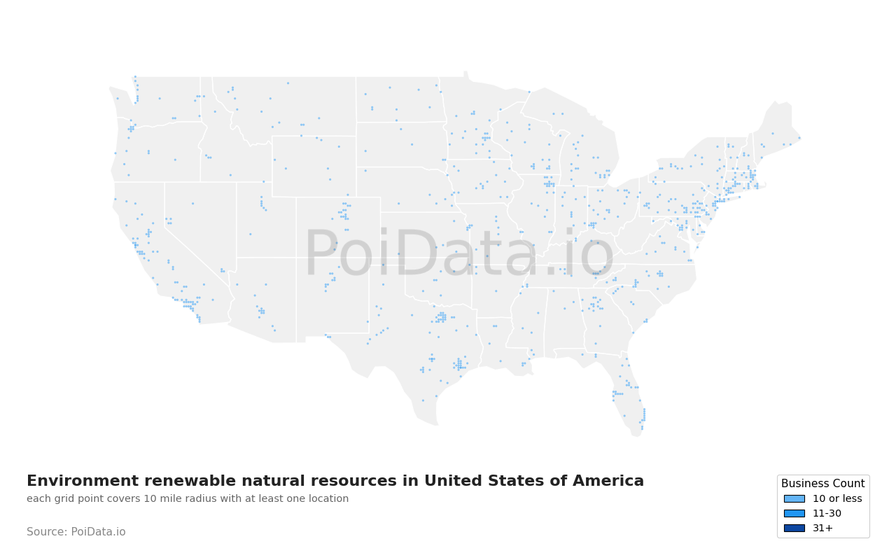 Environment renewable natural resources density map for Colorado, United States
