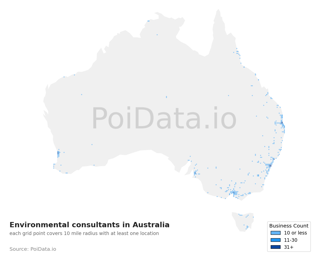 Environmental consultant density map for Northern Territory, Australia