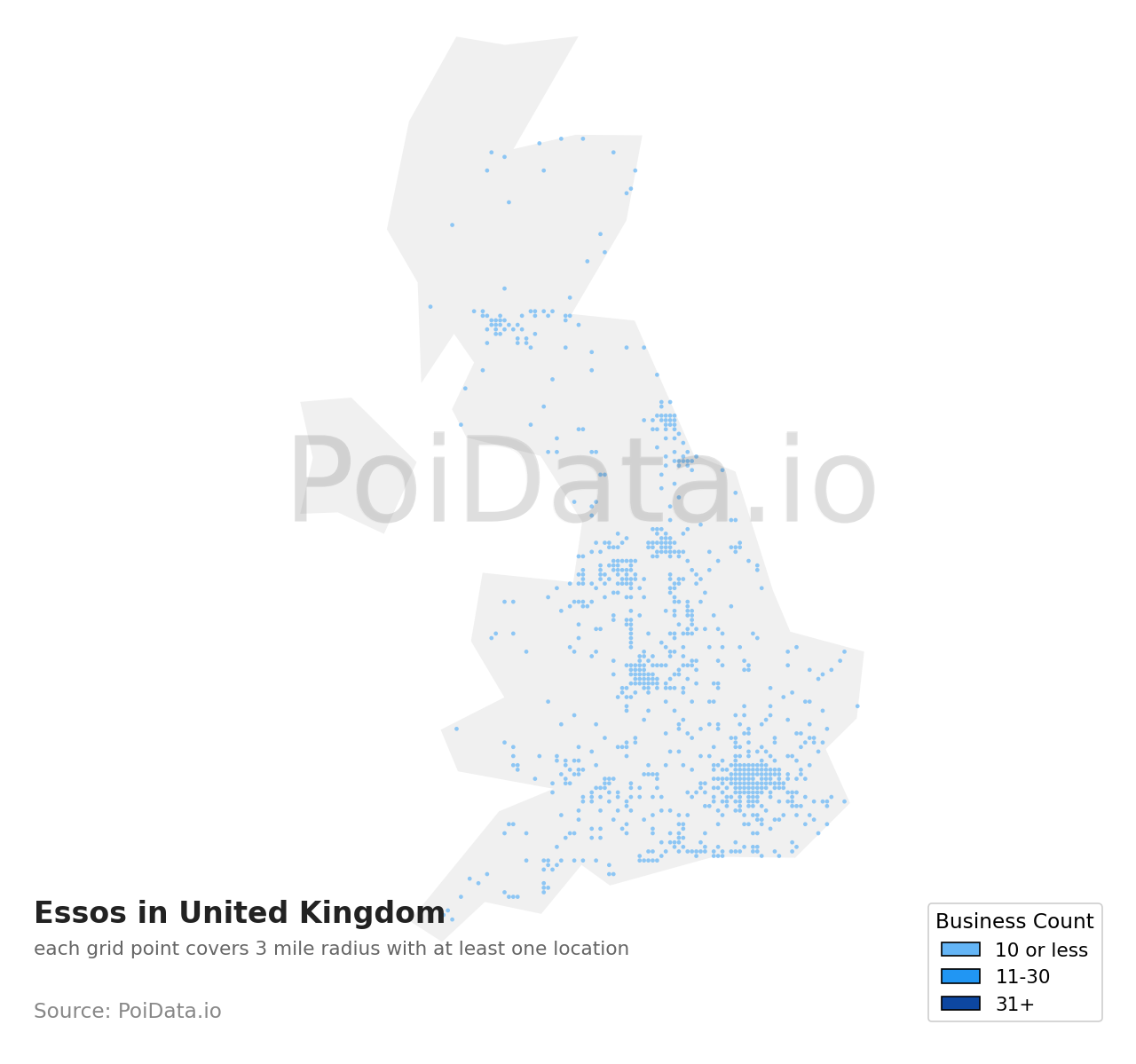 Esso density map for United Kingdom