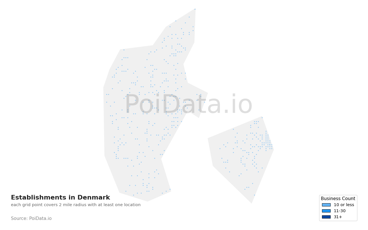 Establishment density map for Denmark