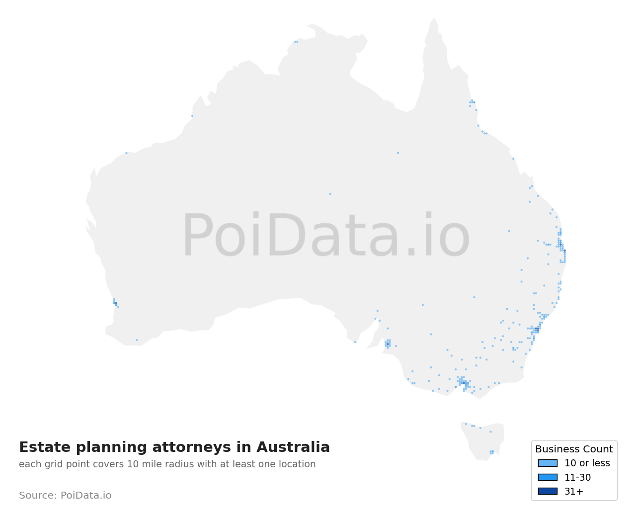 Estate planning attorney density map for ACT, Australia