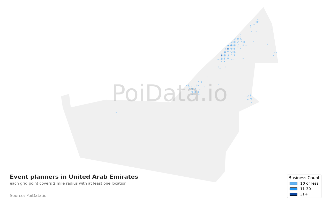 Event planner density map for United Arab Emirates