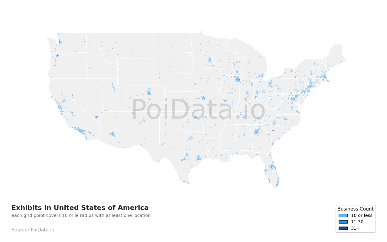 Exhibit density map for New York, United States