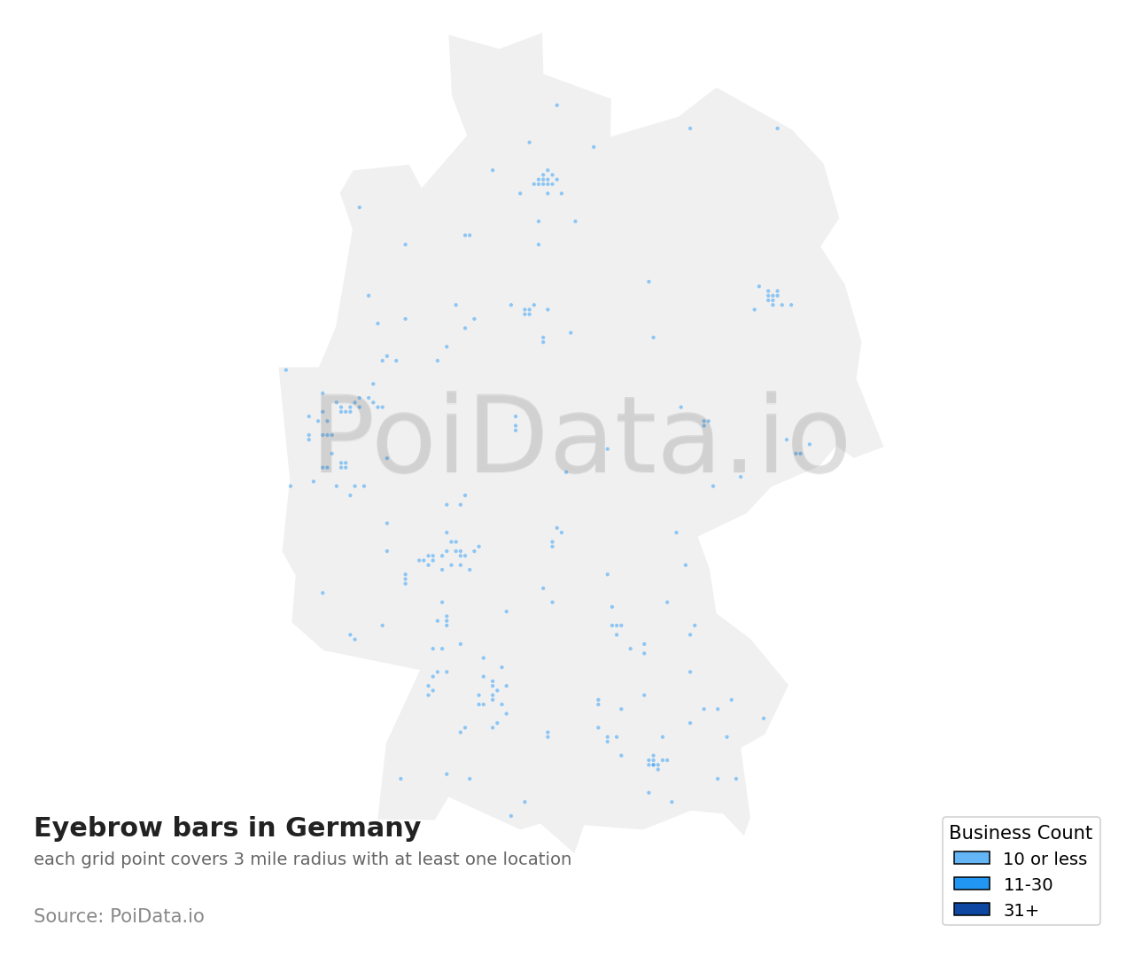 Eyebrow bar density map for Germany